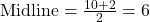 \text{Midline} = \frac{10 + 2}{2} = 6