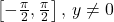 \left[ -\frac{\pi}{2}, \frac{\pi}{2} \right], \, y \neq 0