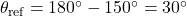 \theta_{\text{ref}} = 180^\circ - 150^\circ = 30^\circ