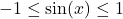 -1 \leq \sin(x) \leq 1